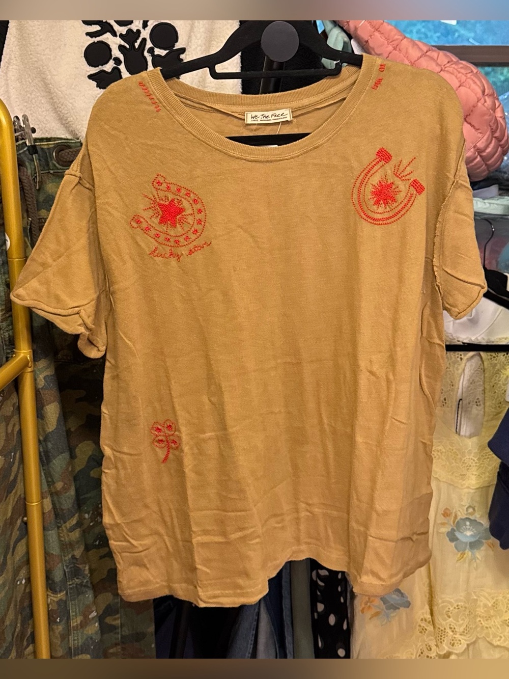NWT Free People We The Free Horsin' Around Tee - horse shoe combo Brown - L, XL - Picture 8 of 11